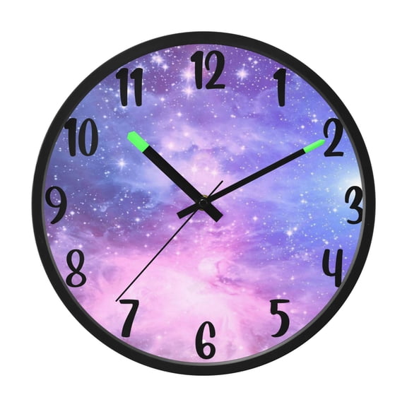RMDQTR 12 Inch Sound-Activated LED Night Light Wall Clock Silent Sweep Movement Acrylic Face Battery-Operated for Bedroom/Living Room/School / Dazzling Starry Sky