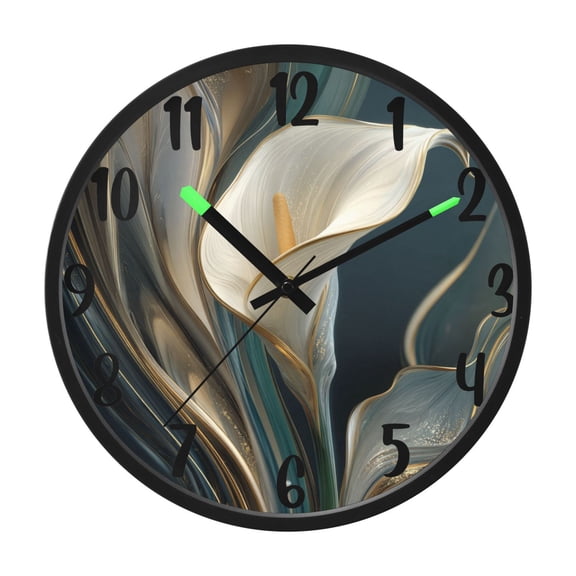 RMDQTR 12 Inch Sound-Activated LED Night Light Wall Clock Silent Sweep Movement Acrylic Face Battery-Operated for Bedroom/Living Room/School / Flowing Magnolia