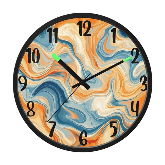 RMDQTR 12 Inch Sound-Activated LED Night Light Wall Clock Silent Sweep Movement Acrylic Face Battery-Operated for Bedroom/Living Room/School / Fluid Painting