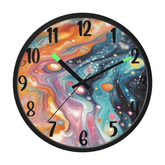 RMDQTR 12 Inch Sound-Activated LED Night Light Wall Clock Silent Sweep Movement Acrylic Face Battery-Operated for Bedroom/Living Room/School / Fluid Pattern