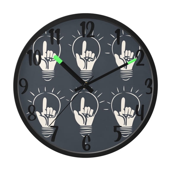 RMDQTR 12 Inch Sound-Activated LED Night Light Wall Clock Silent Sweep Movement Acrylic Face Battery-Operated for Bedroom/Living Room/School / The Hand in The Bulb