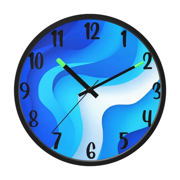 RMDQTR 12 Inch Sound-Activated LED Night Light Wall Clock Silent Sweep Movement Acrylic Face Battery-Operated for Bedroom/Living Room/School / Light Blue Flowing River