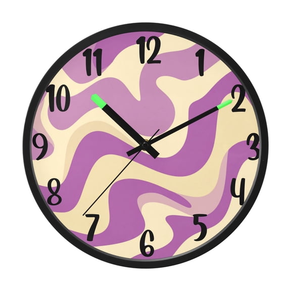 RMDQTR 12 Inch Sound-Activated LED Night Light Wall Clock Silent Sweep Movement Acrylic Face Battery-Operated for Bedroom/Living Room/School / Light Purple Cream Flowing