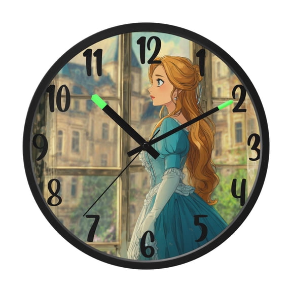 RMDQTR 12 Inch Sound-Activated LED Night Light Wall Clock Silent Sweep Movement Acrylic Face Battery-Operated for Bedroom/Living Room/School / Lonely Princess