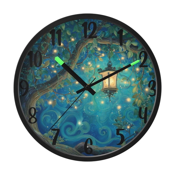 RMDQTR 12 Inch Sound-Activated LED Night Light Wall Clock Silent Sweep Movement Acrylic Face Battery-Operated for Bedroom/Living Room/School / Magical Lantern