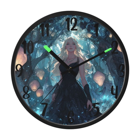 RMDQTR 12 Inch Sound-Activated LED Night Light Wall Clock Silent Sweep Movement Acrylic Face Battery-Operated for Bedroom/Living Room/School / Princess Of Darkness