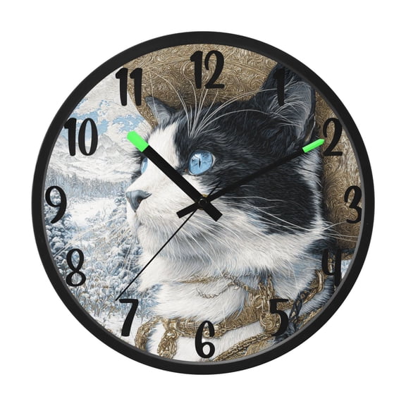 RMDQTR 12 Inch Sound-Activated LED Night Light Wall Clock Silent Sweep Movement Acrylic Face Battery-Operated for Bedroom/Living Room/School / Rich Cat Trader