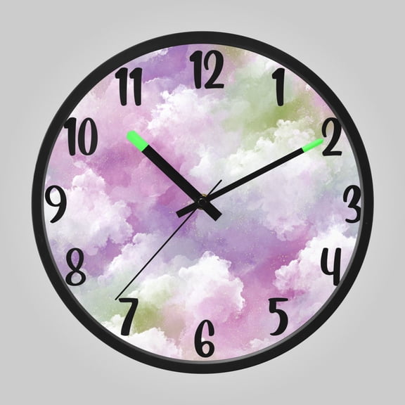 RMDQTR 12 Inch Sound-Activated LED Night Light Wall Clock Silent Sweep Movement Acrylic Face Battery-Operated for Bedroom/Living Room/School// Soft Cloud Glimmer