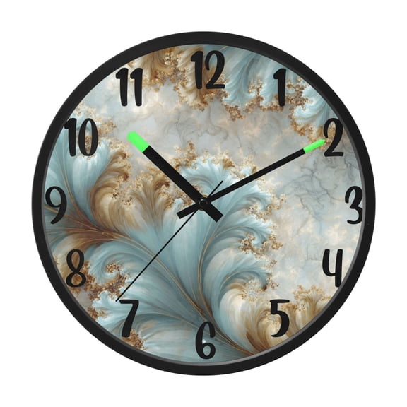 RMDQTR 12 Inch Sound-Activated LED Night Light Wall Clock Silent Sweep Movement Acrylic Face Battery-Operated for Bedroom/Living Room/School / Swirling Sea Spirals