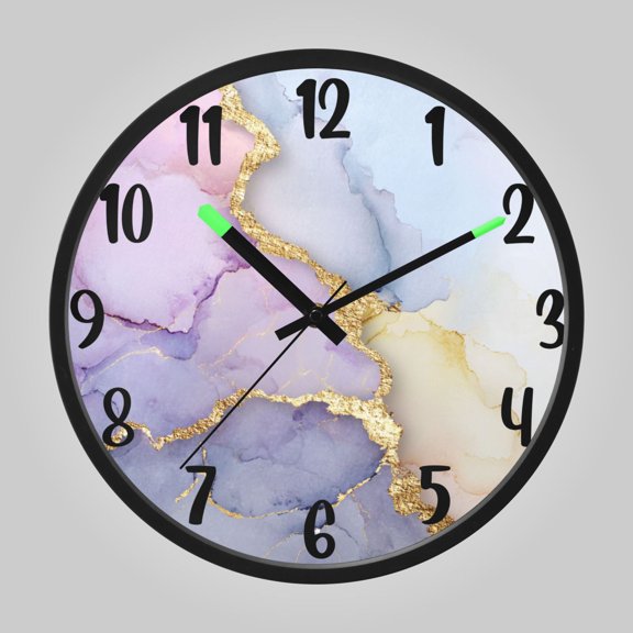 RMDQTR 12 Inch Sound-Activated LED Night Light Wall Clock Silent Sweep Movement Acrylic Face Battery-Operated for Bedroom/Living Room/School// Unicorn Dream Fluid Art