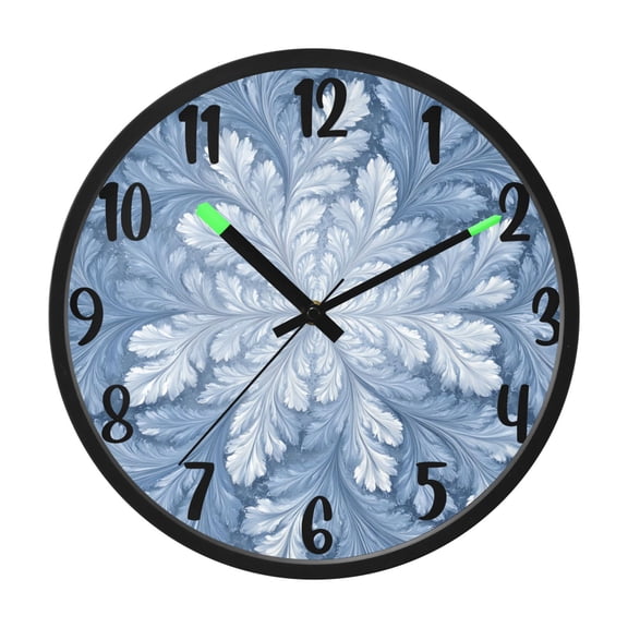 RMDQTR 12 Inch Sound-Activated LED Night Light Wall Clock Silent Sweep Movement Acrylic Face Battery-Operated for Bedroom/Living Room/School / White and Silver Fractal Design