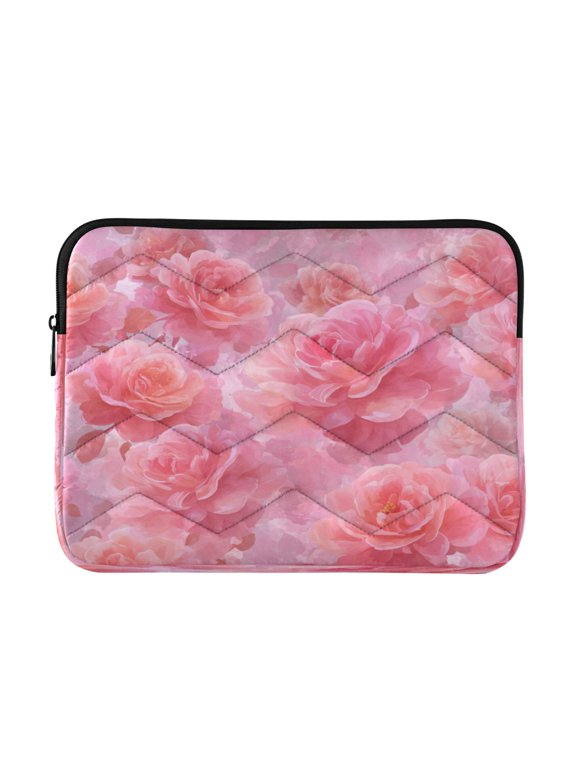 13in Laptop Bag Briefcases Computer Inner Bags Computer Bags Laptop Sleeves Work Travel School Bag Pale Pink Roses Pattern