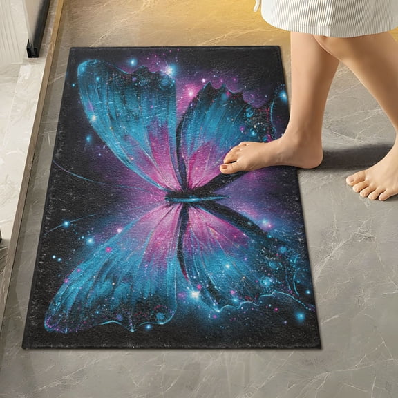 RMDQTR 16" × 24" Rectangle Shape Bathroom Rugs Plush Toilet Base Mat Soft Rugs Non Slip Absorbent A Beautiful Butterfly