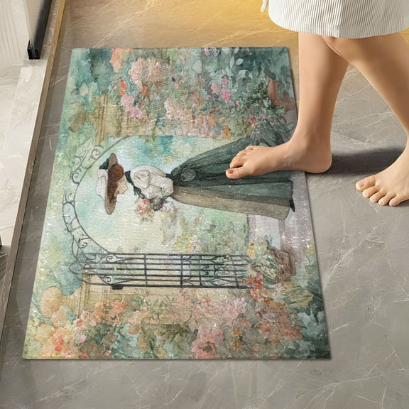 RMDQTR 16" × 24" Rectangle Shape Bathroom Rugs Plush Toilet Base Mat Soft Rugs Non Slip Absorbent A Victorian Lady