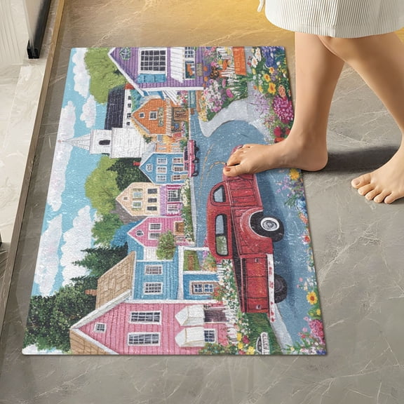 RMDQTR 16" × 24" Rectangle Shape Bathroom Rugs Plush Toilet Base Mat Soft Rugs Non Slip Absorbent American Country Town
