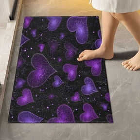 RMDQTR 16" × 24" Rectangle Shape Bathroom Rugs Plush Toilet Base Mat Soft Rugs Non Slip Absorbent Amethyst Diamond Hearts