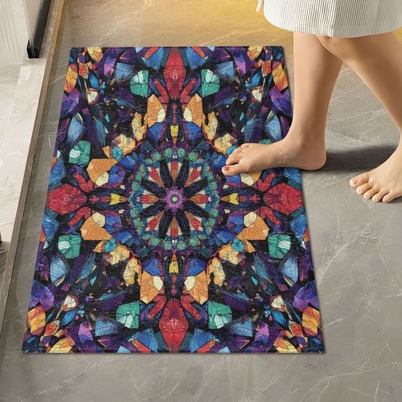 RMDQTR 16" × 24" Rectangle Shape Bathroom Rugs Plush Toilet Base Mat Soft Rugs Non Slip Absorbent Art Pattern