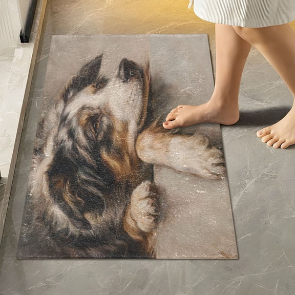 RMDQTR 16" × 24" Rectangle Shape Bathroom Rugs Plush Toilet Base Mat Soft Rugs Non Slip Absorbent Australian Shepherd