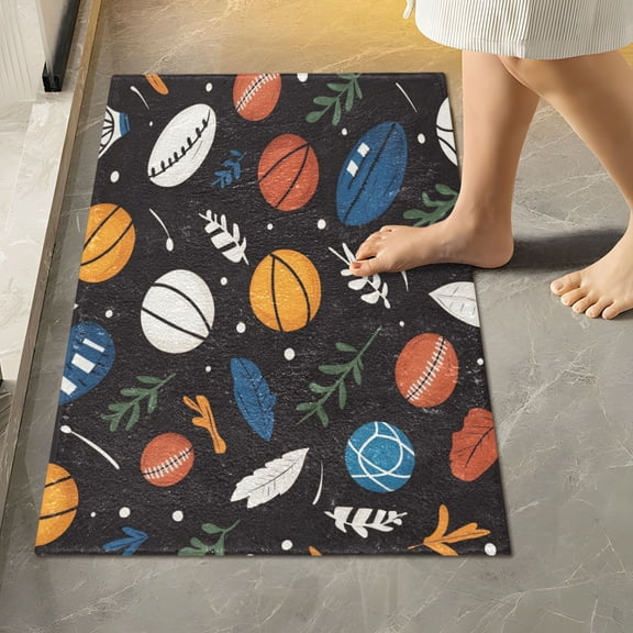 RMDQTR 16" × 24" Rectangle Shape Bathroom Rugs Plush Toilet Base Mat Soft Rugs Non Slip Absorbent Ball Patterns