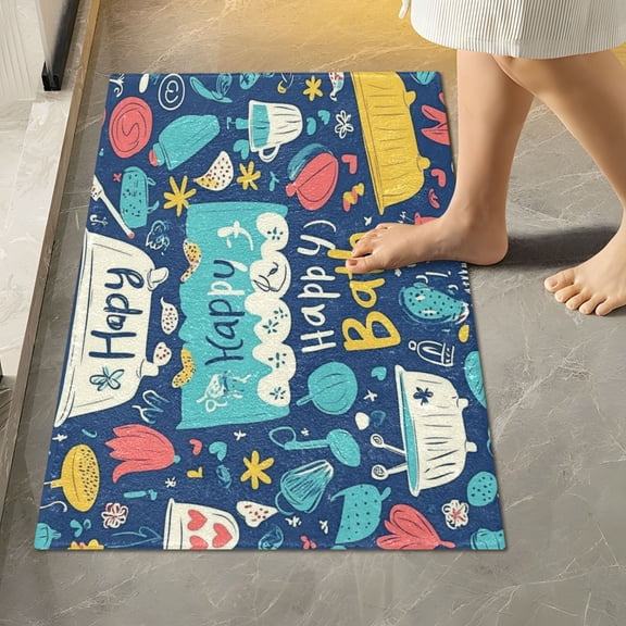 RMDQTR 16" × 24" Rectangle Shape Bathroom Rugs Plush Toilet Base Mat Soft Rugs Non Slip Absorbent Bathroom Accessories Abstract Painting