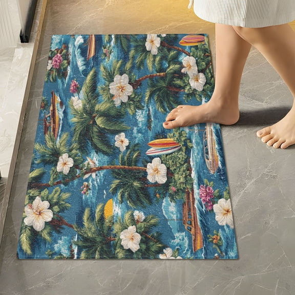 RMDQTR 16" × 24" Rectangle Shape Bathroom Rugs Plush Toilet Base Mat Soft Rugs Non Slip Absorbent Beautiful Hawaiian