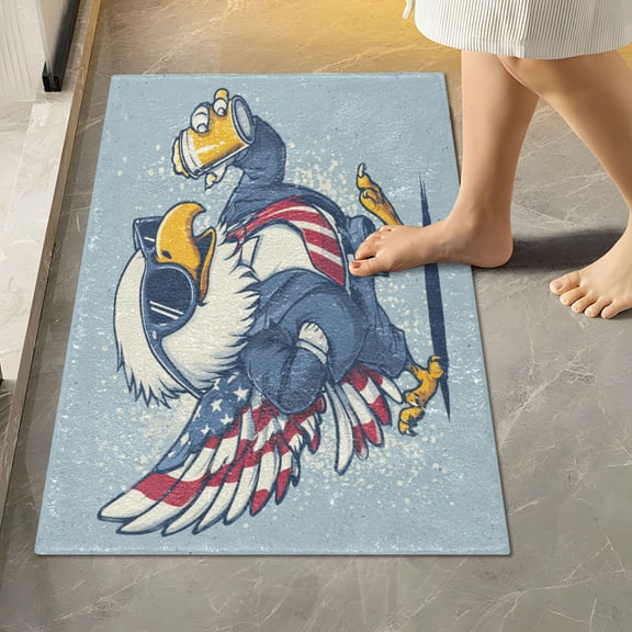 RMDQTR 16" × 24" Rectangle Shape Bathroom Rugs Plush Toilet Base Mat Soft Rugs Non Slip Absorbent Beer-drinking Eagle
