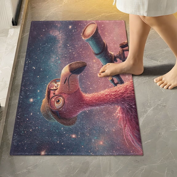 RMDQTR 16" × 24" Rectangle Shape Bathroom Rugs Plush Toilet Base Mat Soft Rugs Non Slip Absorbent Big Eyes Flamingo