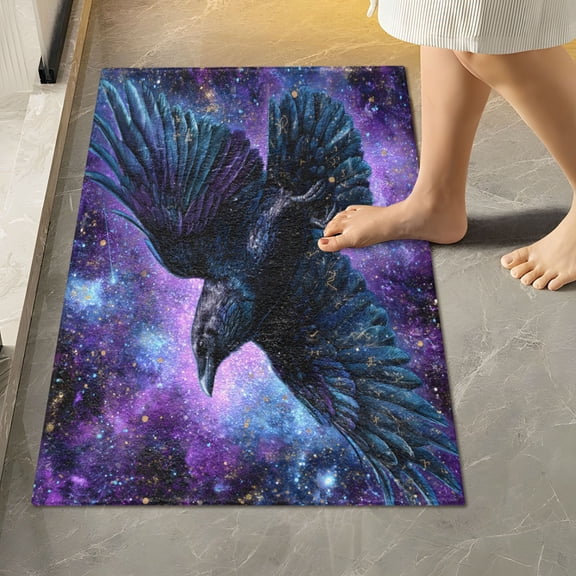 RMDQTR 16" × 24" Rectangle Shape Bathroom Rugs Plush Toilet Base Mat Soft Rugs Non Slip Absorbent Black Raven
