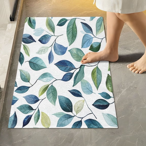 RMDQTR 16" × 24" Rectangle Shape Bathroom Rugs Plush Toilet Base Mat Soft Rugs Non Slip Absorbent Blue and Green