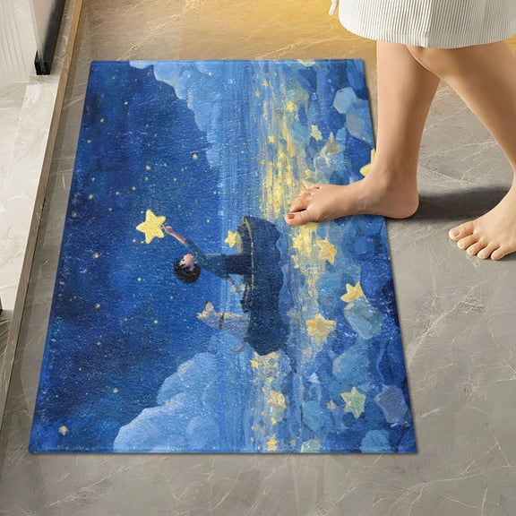 RMDQTR 16" × 24" Rectangle Shape Bathroom Rugs Plush Toilet Base Mat Soft Rugs Non Slip Absorbent Boy and Dog
