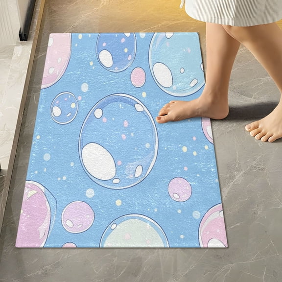 RMDQTR 16" × 24" Rectangle Shape Bathroom Rugs Plush Toilet Base Mat Soft Rugs Non Slip Absorbent Bubbles