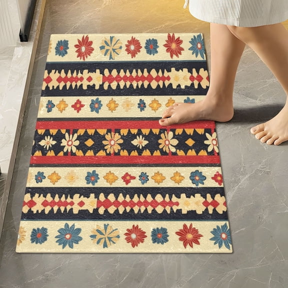 RMDQTR 16" × 24" Rectangle Shape Bathroom Rugs Plush Toilet Base Mat Soft Rugs Non Slip Absorbent Carpet Design