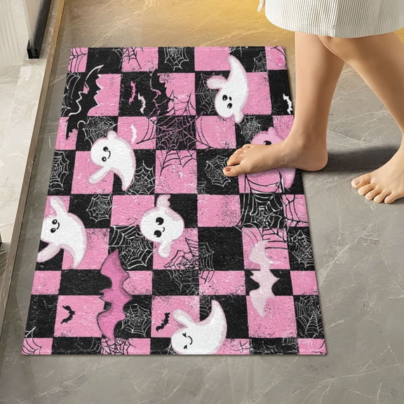 RMDQTR 16" × 24" Rectangle Shape Bathroom Rugs Plush Toilet Base Mat Soft Rugs Non Slip Absorbent Cartoon Ghosts