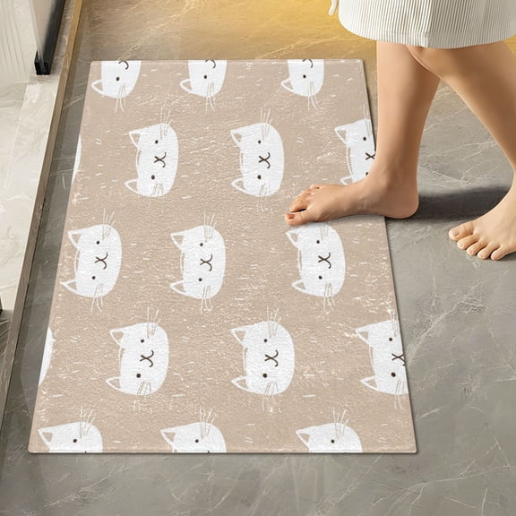 RMDQTR 16" × 24" Rectangle Shape Bathroom Rugs Plush Toilet Base Mat Soft Rugs Non Slip Absorbent Cat Faces