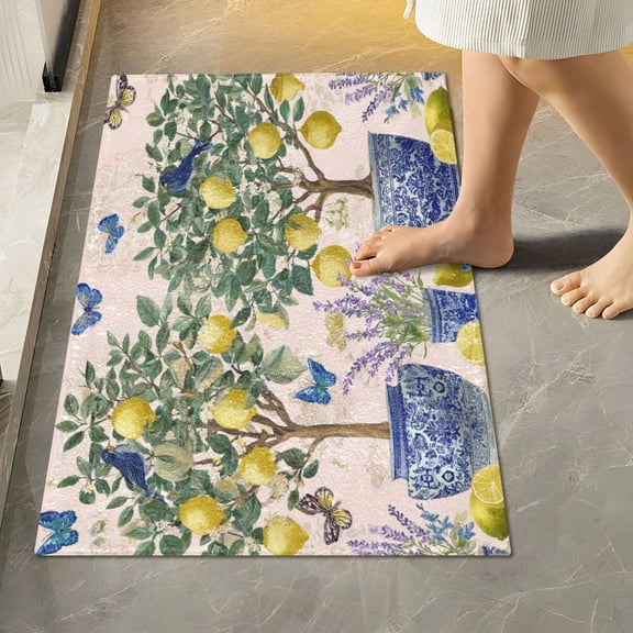 RMDQTR 16" × 24" Rectangle Shape Bathroom Rugs Plush Toilet Base Mat Soft Rugs Non Slip Absorbent Celadon Garden