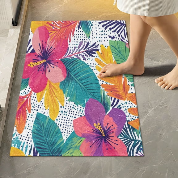 RMDQTR 16" × 24" Rectangle Shape Bathroom Rugs Plush Toilet Base Mat Soft Rugs Non Slip Absorbent Chevron Pattern