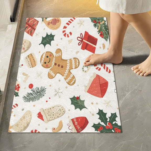 RMDQTR 16" × 24" Rectangle Shape Bathroom Rugs Plush Toilet Base Mat Soft Rugs Non Slip Absorbent Christmas Decoration Patterns