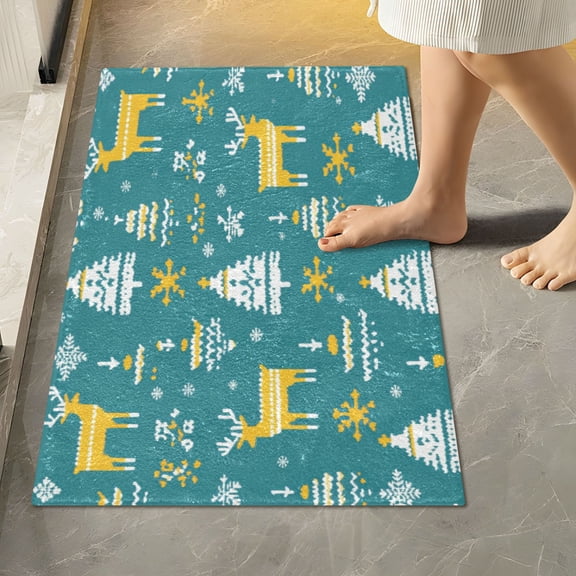RMDQTR 16" × 24" Rectangle Shape Bathroom Rugs Plush Toilet Base Mat Soft Rugs Non Slip Absorbent Christmas Knitted Texture