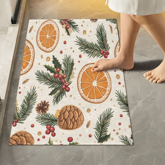 RMDQTR 16" × 24" Rectangle Shape Bathroom Rugs Plush Toilet Base Mat Soft Rugs Non Slip Absorbent Christmas Style Fruits