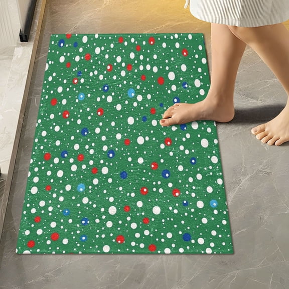 RMDQTR 16" × 24" Rectangle Shape Bathroom Rugs Plush Toilet Base Mat Soft Rugs Non Slip Absorbent Christmas-themed Polka Dots