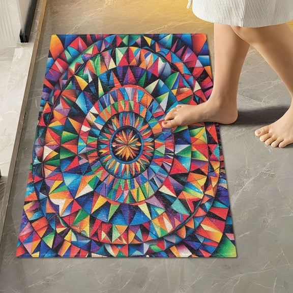 RMDQTR 16" × 24" Rectangle Shape Bathroom Rugs Plush Toilet Base Mat Soft Rugs Non Slip Absorbent Colorful Mandala Patterns