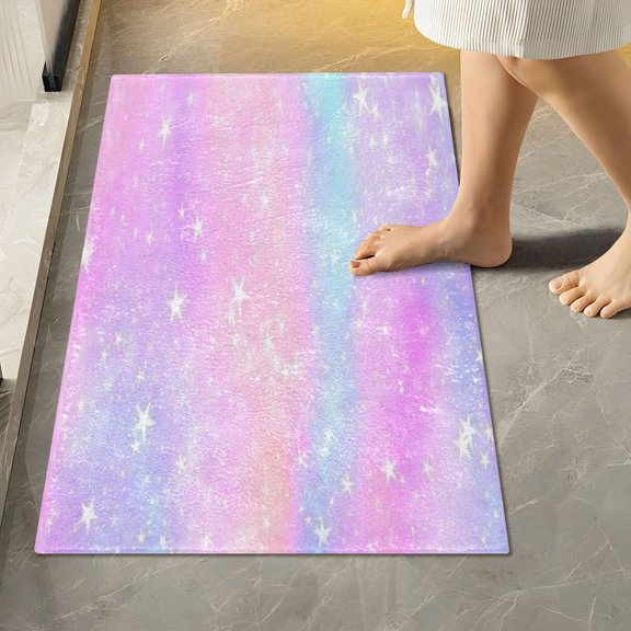 RMDQTR 16" × 24" Rectangle Shape Bathroom Rugs Plush Toilet Base Mat Soft Rugs Non Slip Absorbent Colorful Shining Star