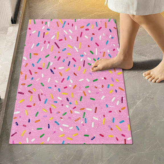 RMDQTR 16" × 24" Rectangle Shape Bathroom Rugs Plush Toilet Base Mat Soft Rugs Non Slip Absorbent Colorful Sprinkles