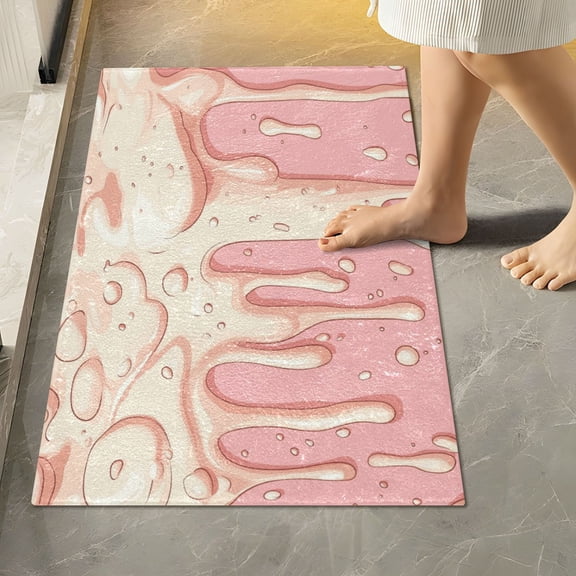 RMDQTR 16" × 24" Rectangle Shape Bathroom Rugs Plush Toilet Base Mat Soft Rugs Non Slip Absorbent Creamy Dripping Pattern