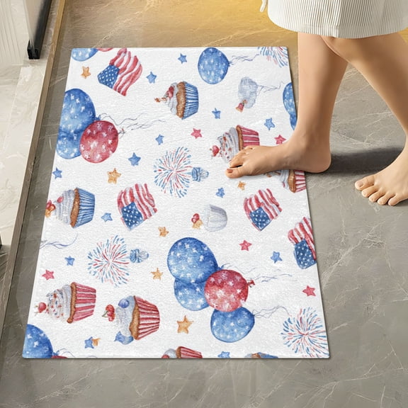 RMDQTR 16" × 24" Rectangle Shape Bathroom Rugs Plush Toilet Base Mat Soft Rugs Non Slip Absorbent Cupcakes