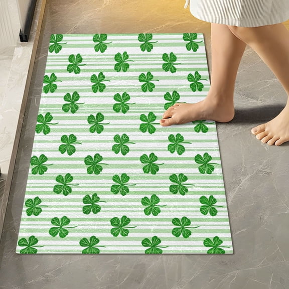 RMDQTR 16" × 24" Rectangle Shape Bathroom Rugs Plush Toilet Base Mat Soft Rugs Non Slip Absorbent Cute Four-leaf Clover