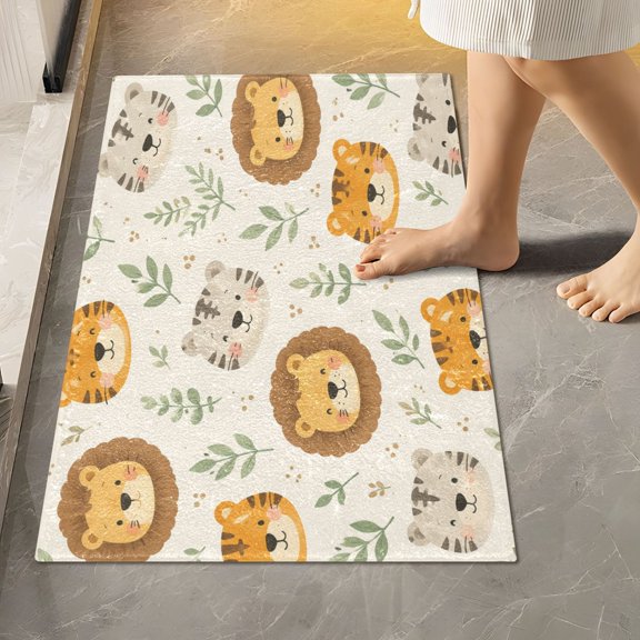 RMDQTR 16" × 24" Rectangle Shape Bathroom Rugs Plush Toilet Base Mat Soft Rugs Non Slip Absorbent Cute Jungle Animal Faces