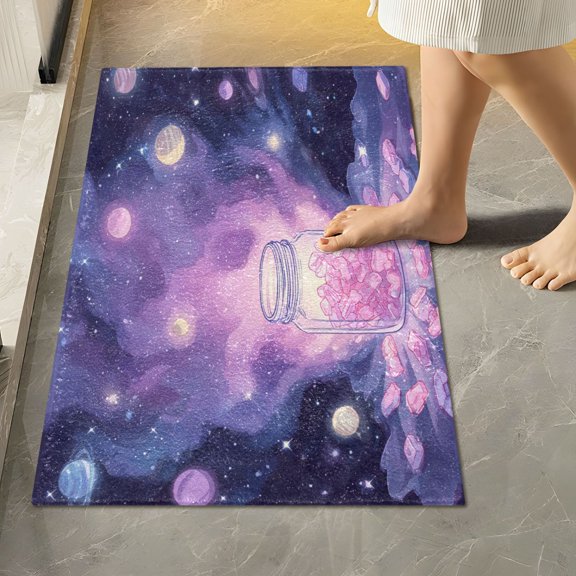 RMDQTR 16" × 24" Rectangle Shape Bathroom Rugs Plush Toilet Base Mat Soft Rugs Non Slip Absorbent Ethereal Galaxy