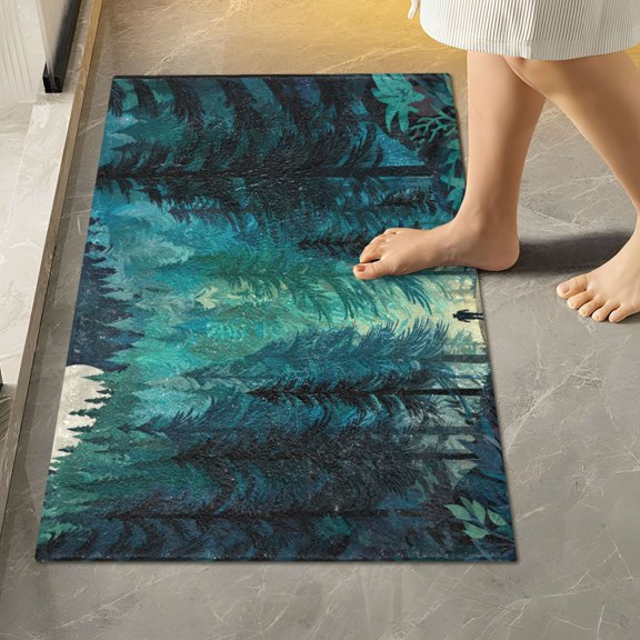 RMDQTR 16" × 24" Rectangle Shape Bathroom Rugs Plush Toilet Base Mat Soft Rugs Non Slip Absorbent Forest Explorer