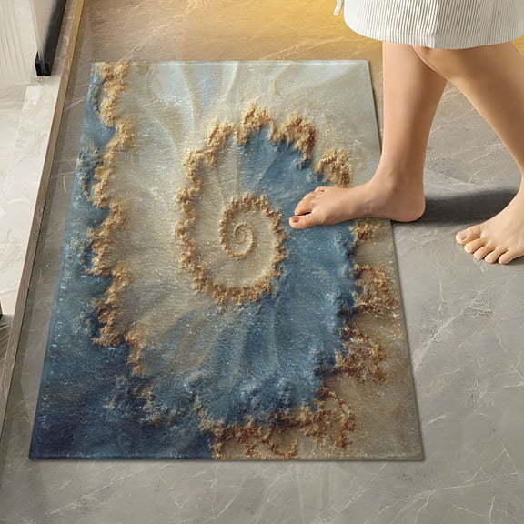 RMDQTR 16" × 24" Rectangle Shape Bathroom Rugs Plush Toilet Base Mat Soft Rugs Non Slip Absorbent Fractal Spiral Pattern